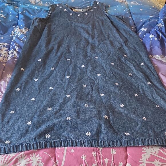Dresses & Skirts - Comfort Corner Blue Denim Sleeveless Embroidered Long Shift Dress Women Size 2X